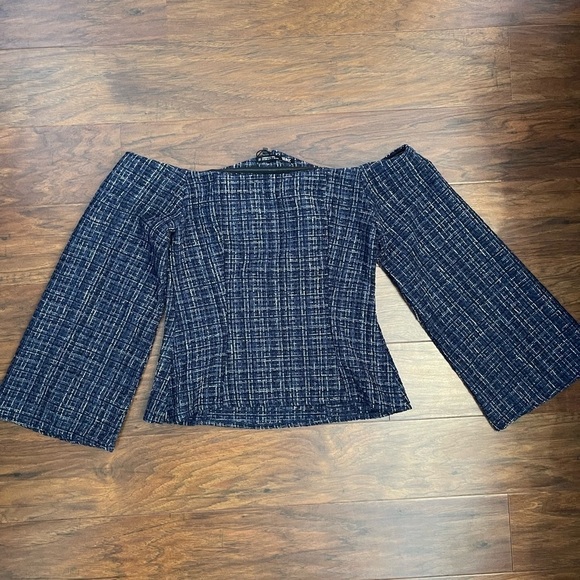 NWT Zara Tweed Peplum Off the Shoulder Top Size XS - Picture 5 of 7